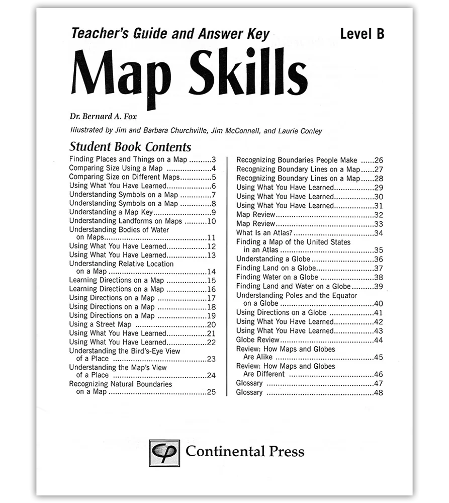 Map Skills B (Answer Key)