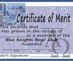 Blue Knights Merit Certificate