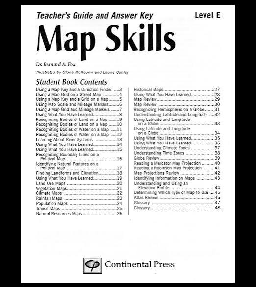 Map Skills E - Teacher's Guide and Answer Key
